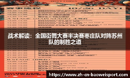 战术解读：全国街舞大赛半决赛枣庄队对阵苏州队的制胜之道